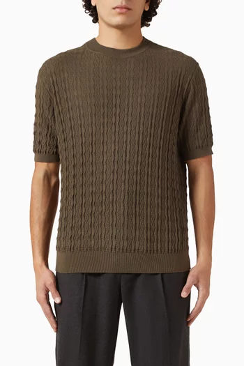 Micro Argyle T-shirt in Cotton-knit