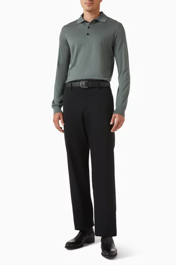 تي شيرت بولو بأجزاء جانبية بنقشة أرغايل مزيج كشمير