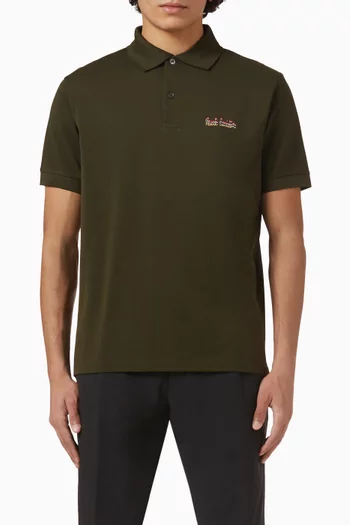 Embroidered Logo Polo Shirt in Cotton
