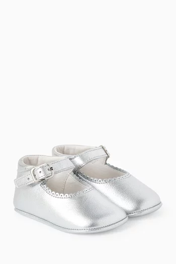 Mary Jane Shoes in Metallic Leather