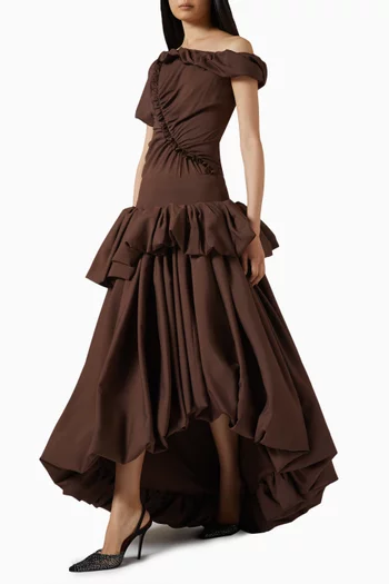 تنورة اوتومان طويلة كريب جورجيت