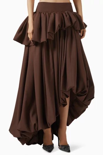 تنورة اوتومان طويلة كريب جورجيت