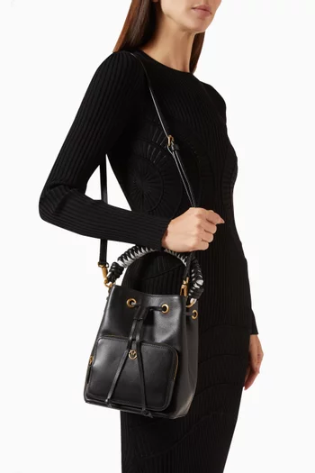 Cargo Bucket Bag in Leather