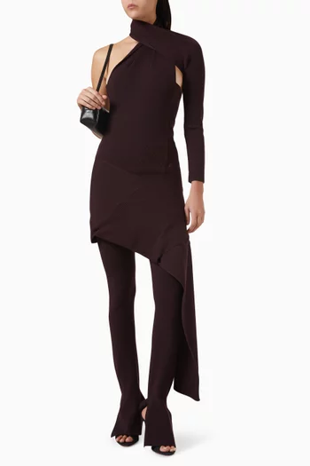 فستان قصير بحافة غير متماثلة مزيج فيسكوز