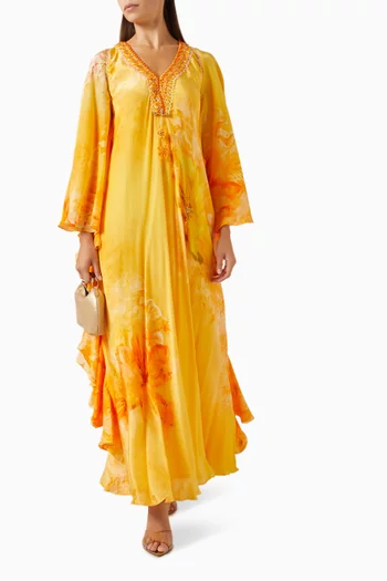 Floral-print Ruffled Maxi Dress