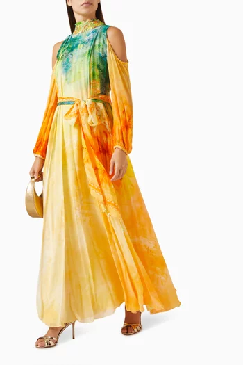 Belted Off-shoulder Maxi Dress