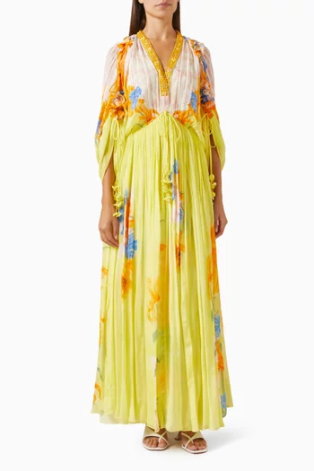 Floral-print Drawstring Maxi Dress
