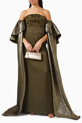Seine Cape Dress Gown in Satin