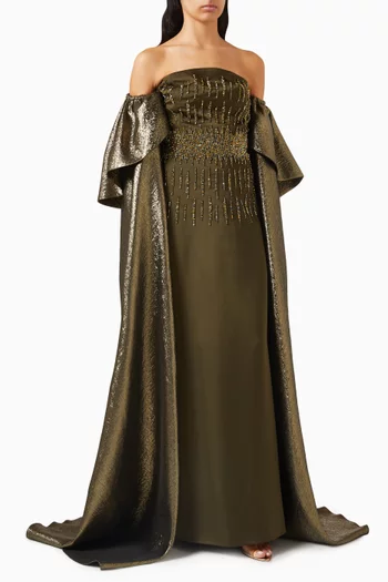 Seine Cape Dress Gown in Satin
