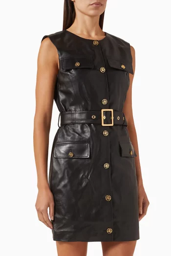 فستان كلاسيكي قصير جلد