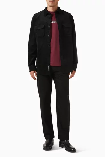 تي شيرت بشعار الماركة اللامع قطن