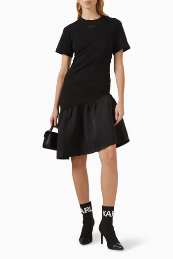 فستان بنمط تي شيرت بكشكش