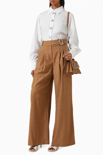 Wide-leg Pants in Wool-blend