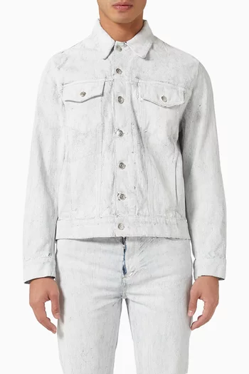 Cracked Coated Jacket in Denim