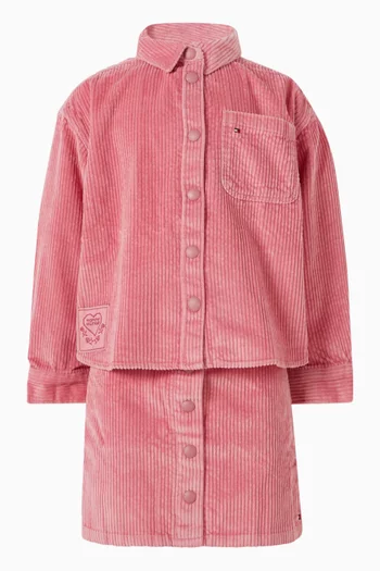 قميص بنمط جاكيت برقعة شعار الماركة مخملي 