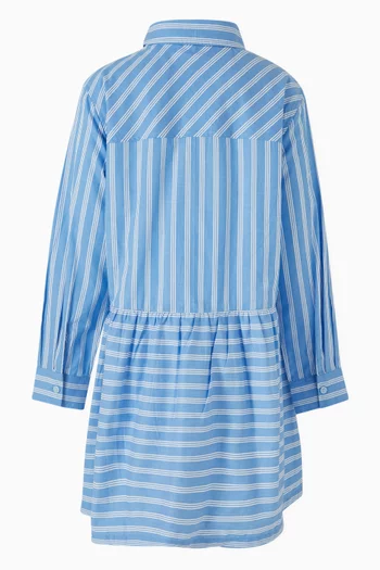 فستان بنمط قميص مخطط قطن بوبلين