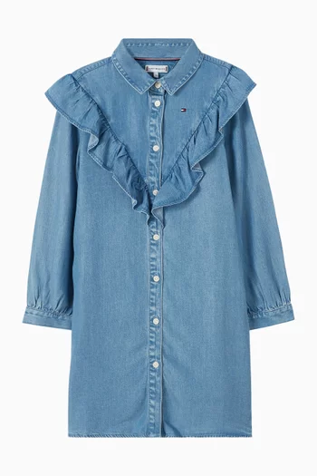 فستان دينم مريح بكشكش