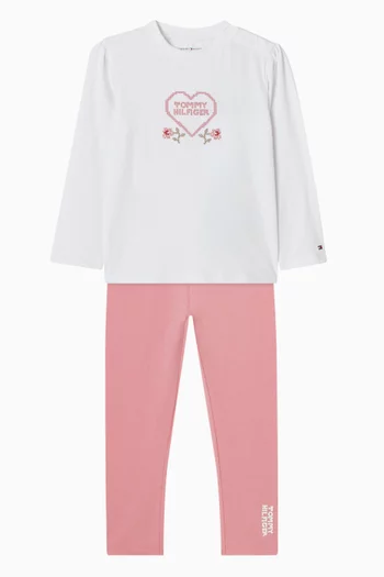 تي شيرت بطبعة شعار الماركة وقلب قطن