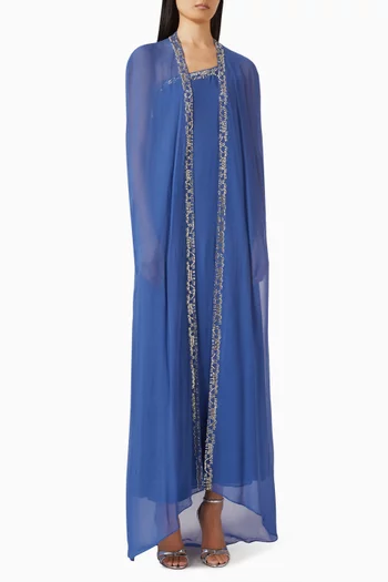 One-shoulder Midi Dress with Cape