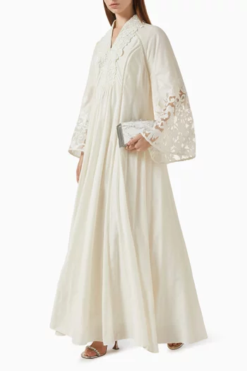 Clara Embroidered Dress in Cotton Silk
