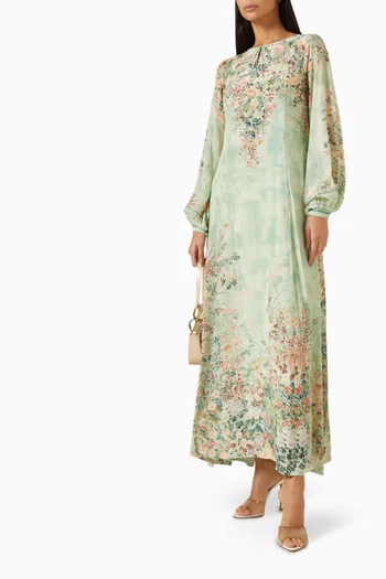 قفطان مزين بنقشة ورباط تضييق