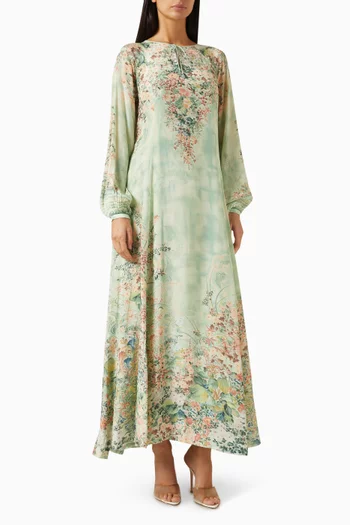 قفطان مزين بنقشة ورباط تضييق