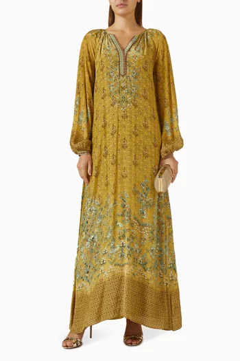 قفطان مزين بنقشة ورباط تضييق