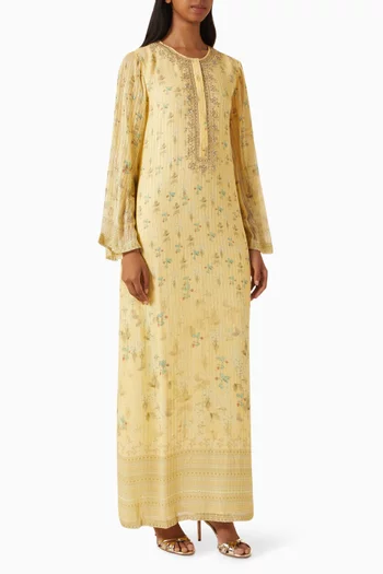 Sequin-embellished Printed Kaftan