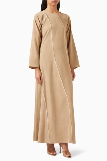 فستان طويل بحواف منسلة دينم قطني