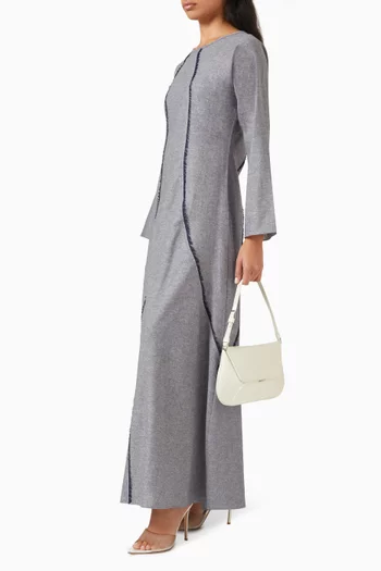 فستان طويل بحواف منسلة دينم قطني