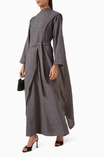 فستان طويل بحزام دينم قطني