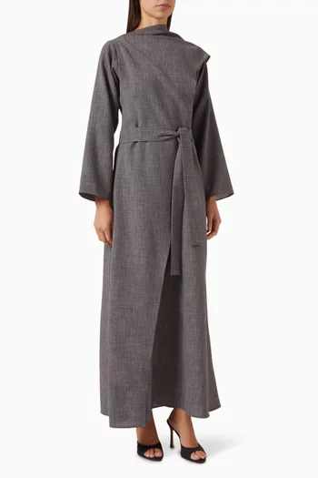 فستان طويل بحزام دينم قطني