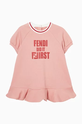 Graphic Ruffle Dress in Cotton