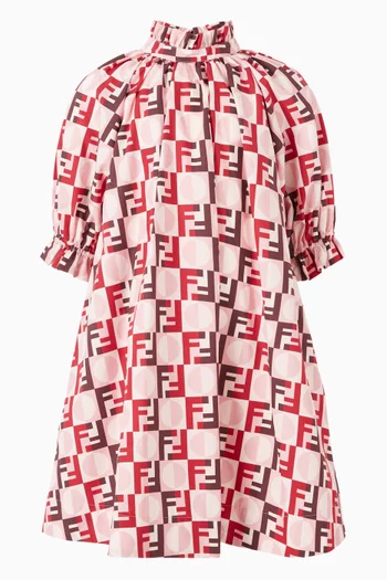 FF Logo-print Dress in Cotton Poplin