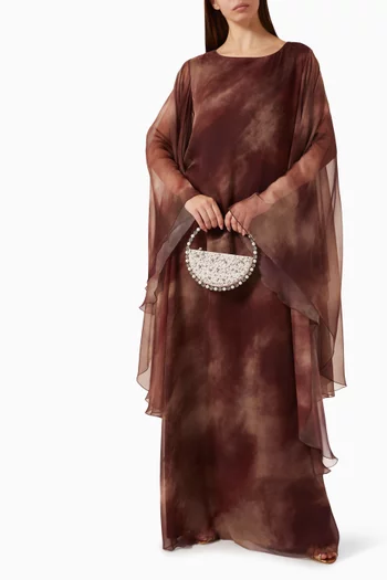 قفطان مزين بنقشة شيفون