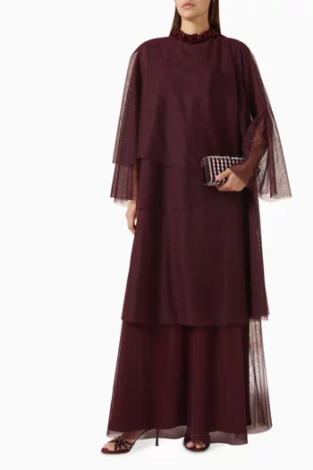 قفطان مطرز بالخرز تول