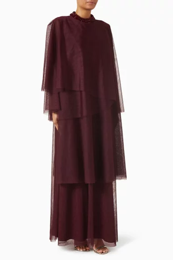 Bead-embellished Kaftan in Tulle