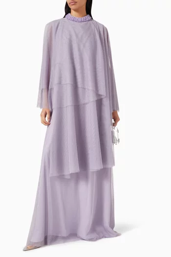 قفطان مطرز بالخرز تول