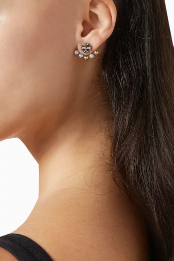 Kira Pearl Front-back Earrings in Plated Brass