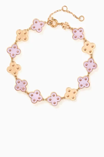 سوار بتصميم زهرة البرسيم نحاس مطلي ذهب عيار 18