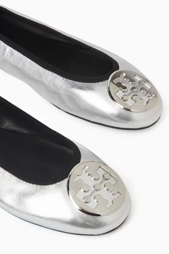 Reva Travel Ballet Flats in Metallic Nappa Leather