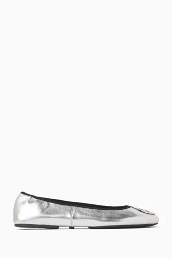 Reva Travel Ballet Flats in Metallic Nappa Leather