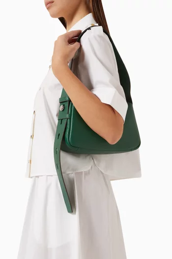 حقيبة كتف رومي صغيرة جلد بارز الملمس