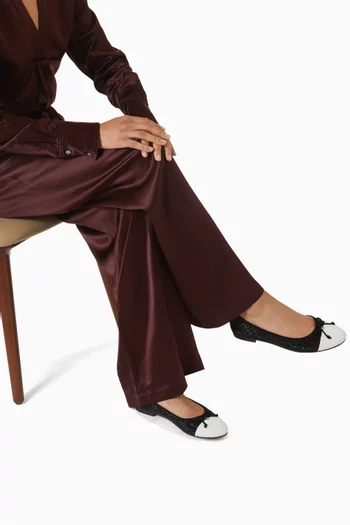 Cap Toe Crystal Ballet Flats in Suede