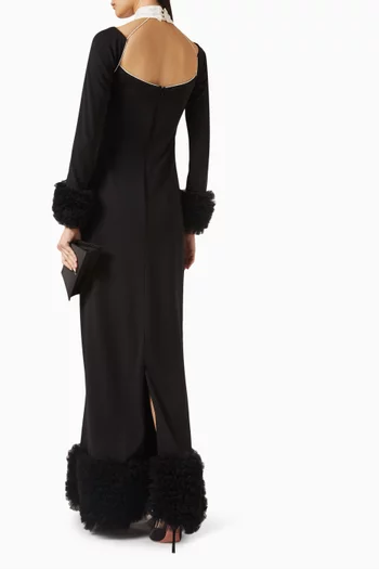 فستان سهرة دازيل بكشكش قماش سكوبا