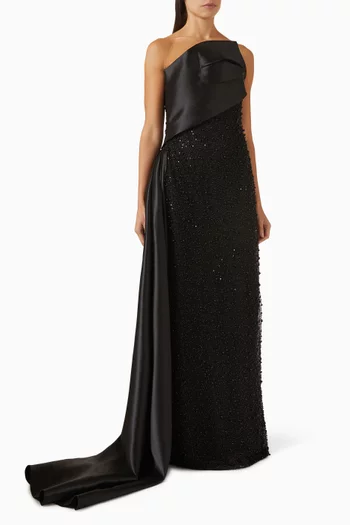 فستان سهرة فيريما مطرز بالترتر تفتا