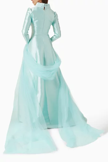 Bow-detail Maxi Dress in Satin