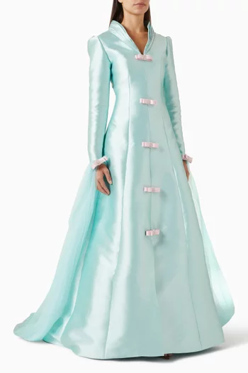 Bow-detail Maxi Dress in Satin