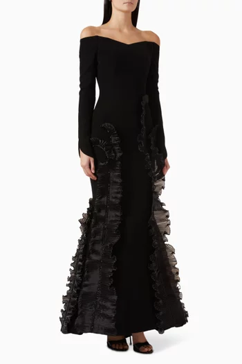 فستان سهرة كاثرين كريب مطاطي