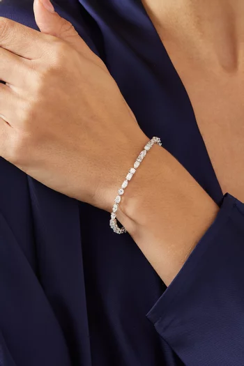 سوار تنس مرصع بماسات متنوعة مستنبتة في المختبر ذهب أبيض عيار 18